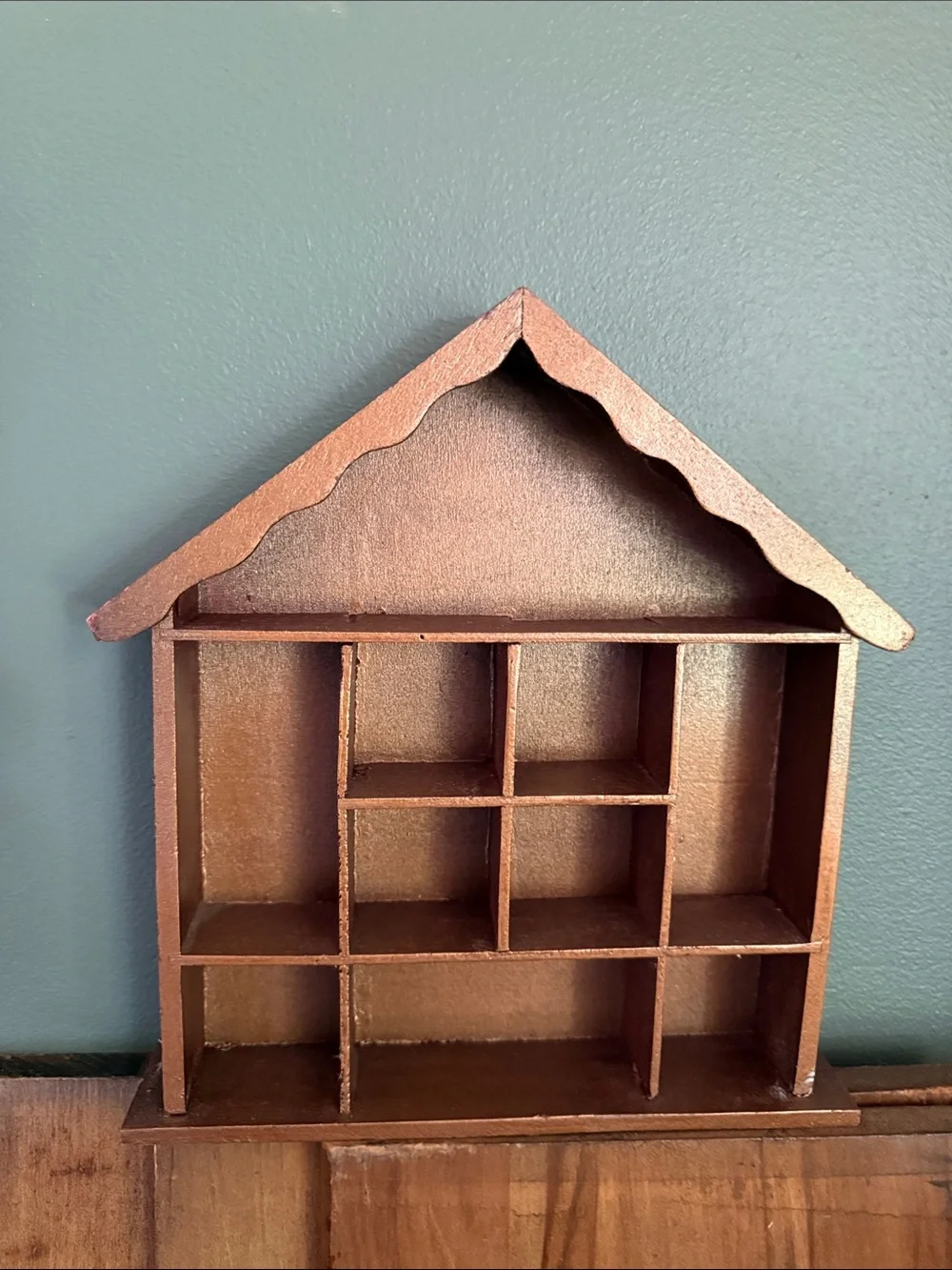 Vintage 9” wood House Display Shelf